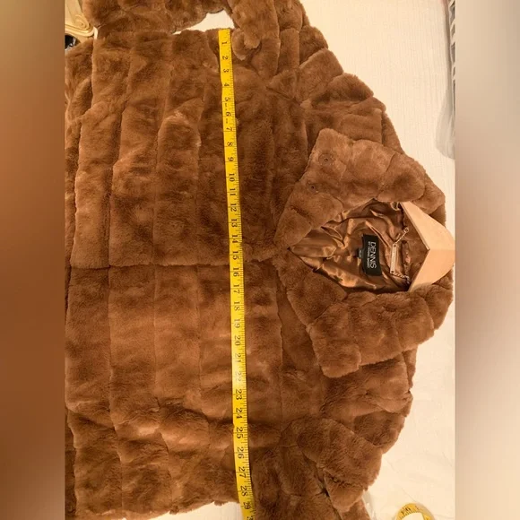 DENNIS BASSO Brown Faux Fur Coat, NEW - Picture 8 of 9